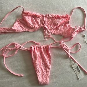 NWT Frankies Bikinis Tia Eyelet Top and Bottom